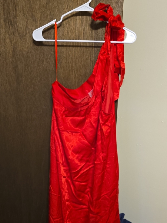 Free People Dresses & Skirts - free people Red One-Shoulder Satin Dress